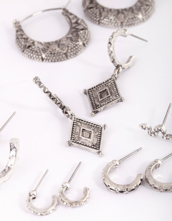 Antique Silver Vintage Snake Earring 6-Pack