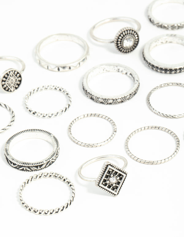 Antique Silver Etched Ring 24-Pack
