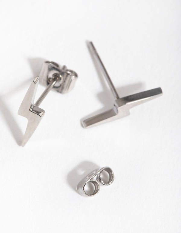Titanium Lightning Stud Earrings