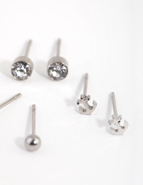 Titanium Sea Pack Stud Earrings