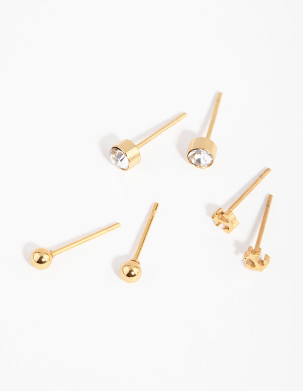 24 Carat Gold Plated Titanium Sea Pack Stud Earrings