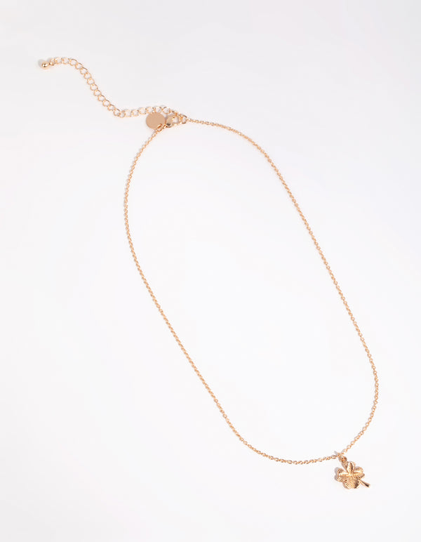 Gold Four Leaf Clover Pendant Necklace