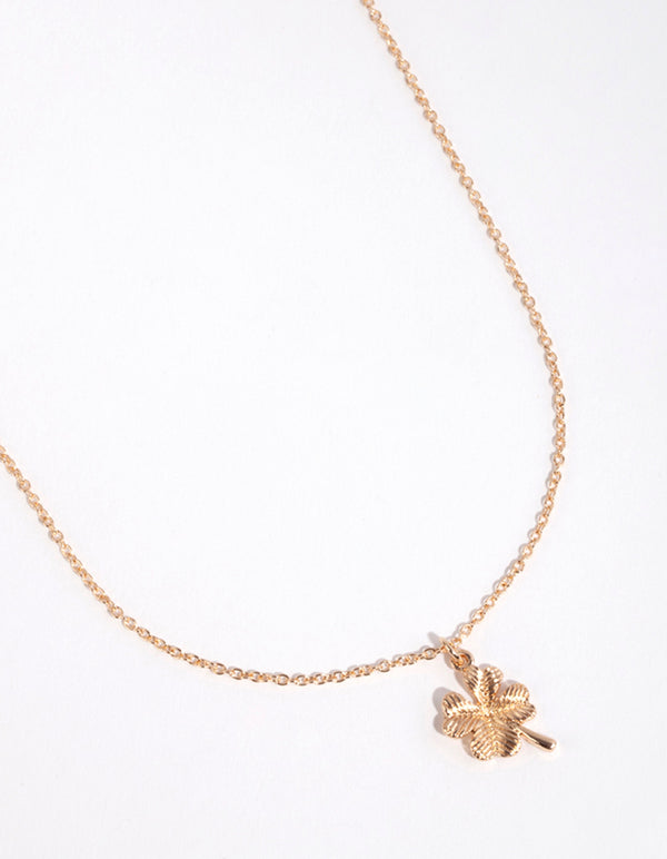 Gold Four Leaf Clover Pendant Necklace