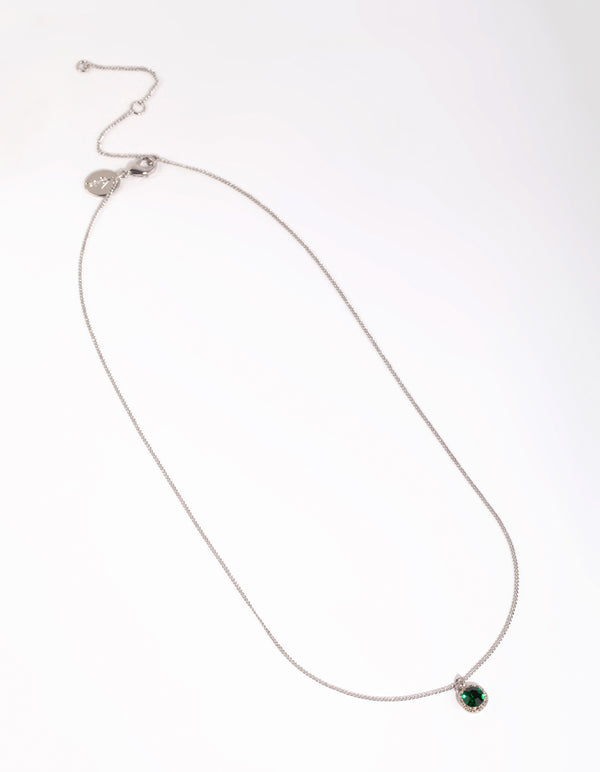 Silver Circle Diamante Pendant Necklace