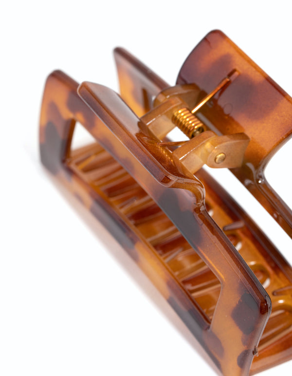 Brown Rectangle Outline Hair Claw Clip