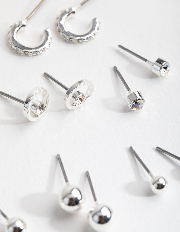 Silver Mini Hoop and Stud 8-Pack Earring