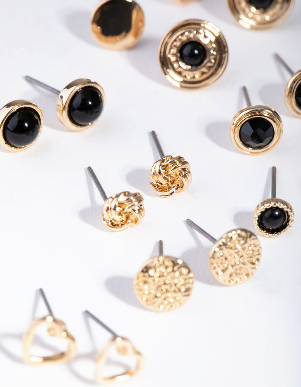 Gold Love Big Stud 8-Pack Earring