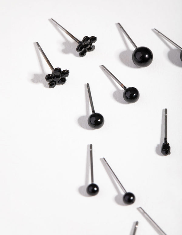 Matte Diamante Flower & Pearl 8-Pack Earring