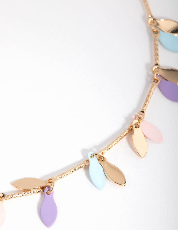 Gold Matte Pastel Leaf Anklet