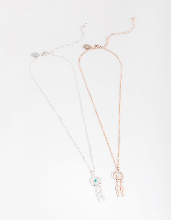 Mixed Metal Dreamcatcher Necklace Pack