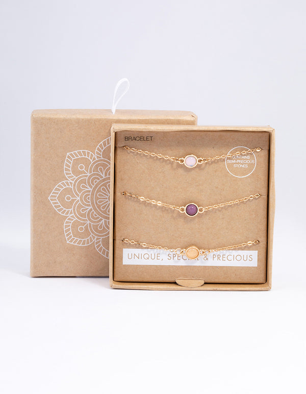 Gold Stone Bracelet & Anklet Set