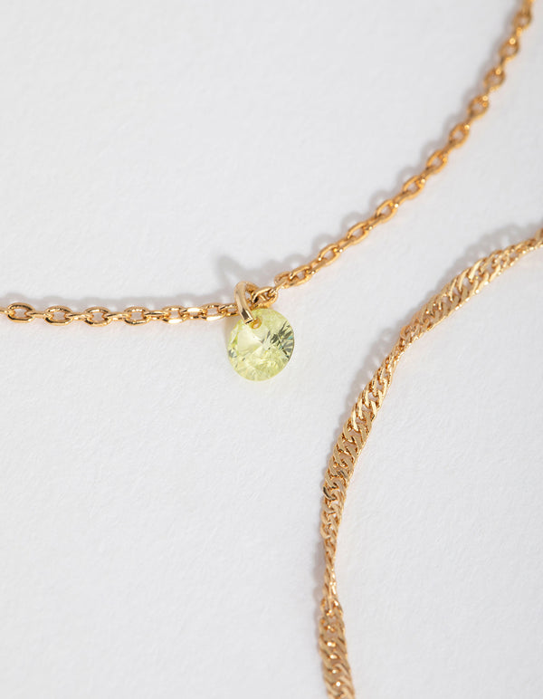 18ct Gold Plated August Peridot Cubic Zirconia Bracelet Set