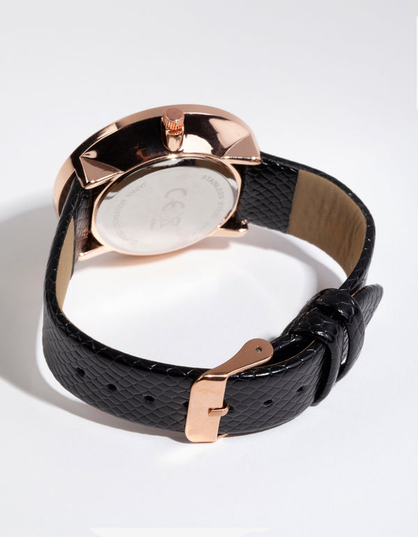 Rose Gold Diamante Snake Strap Watch