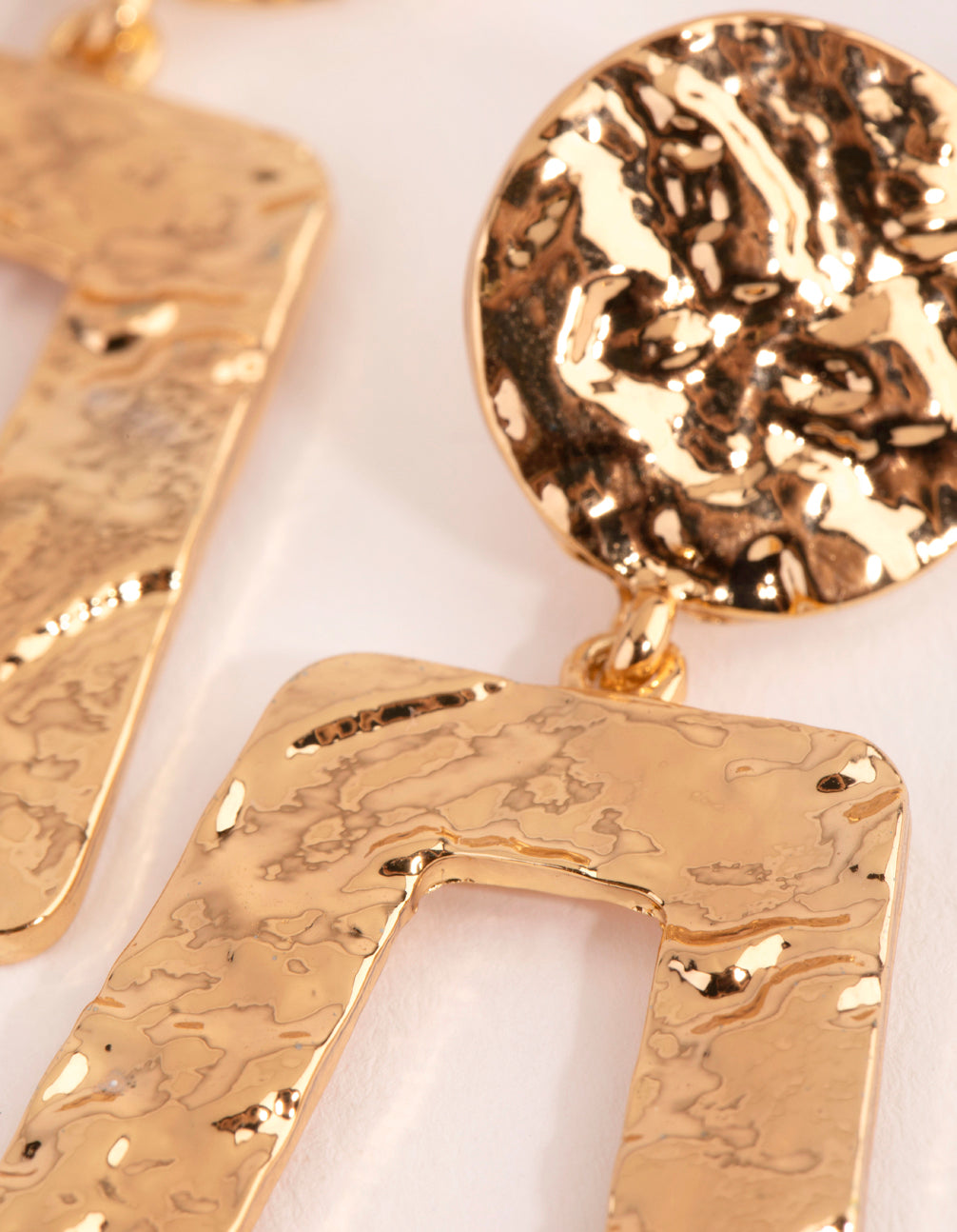 Gold Molten Trapez Drop Earrings