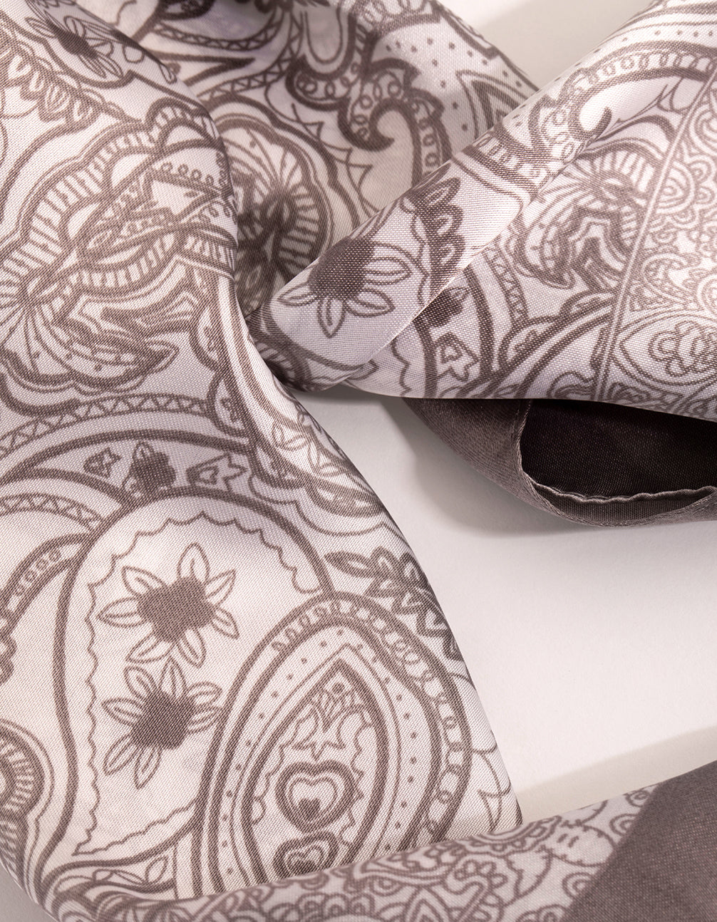 Grey Border Paisley Scarf