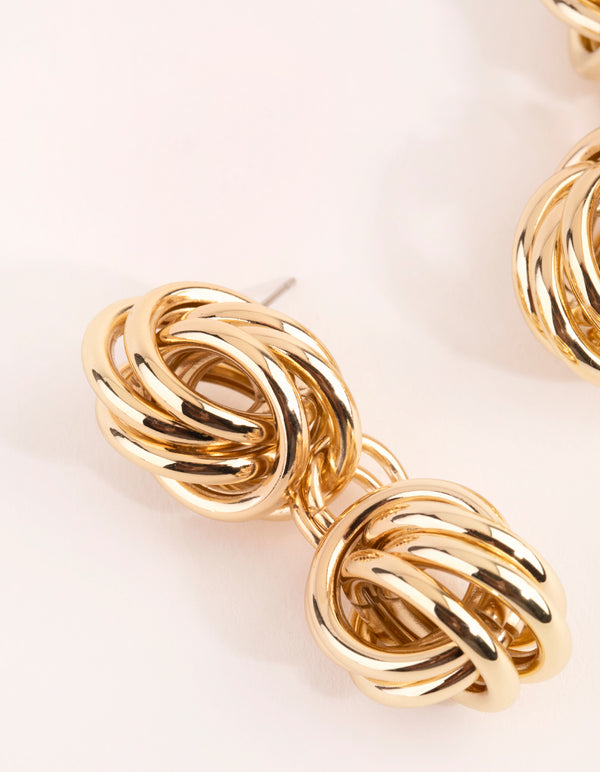 Gold Plated Statement Twist Knot Earrings