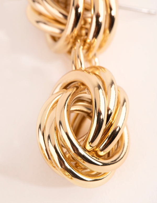 Gold Plated Statement Twist Knot Earrings