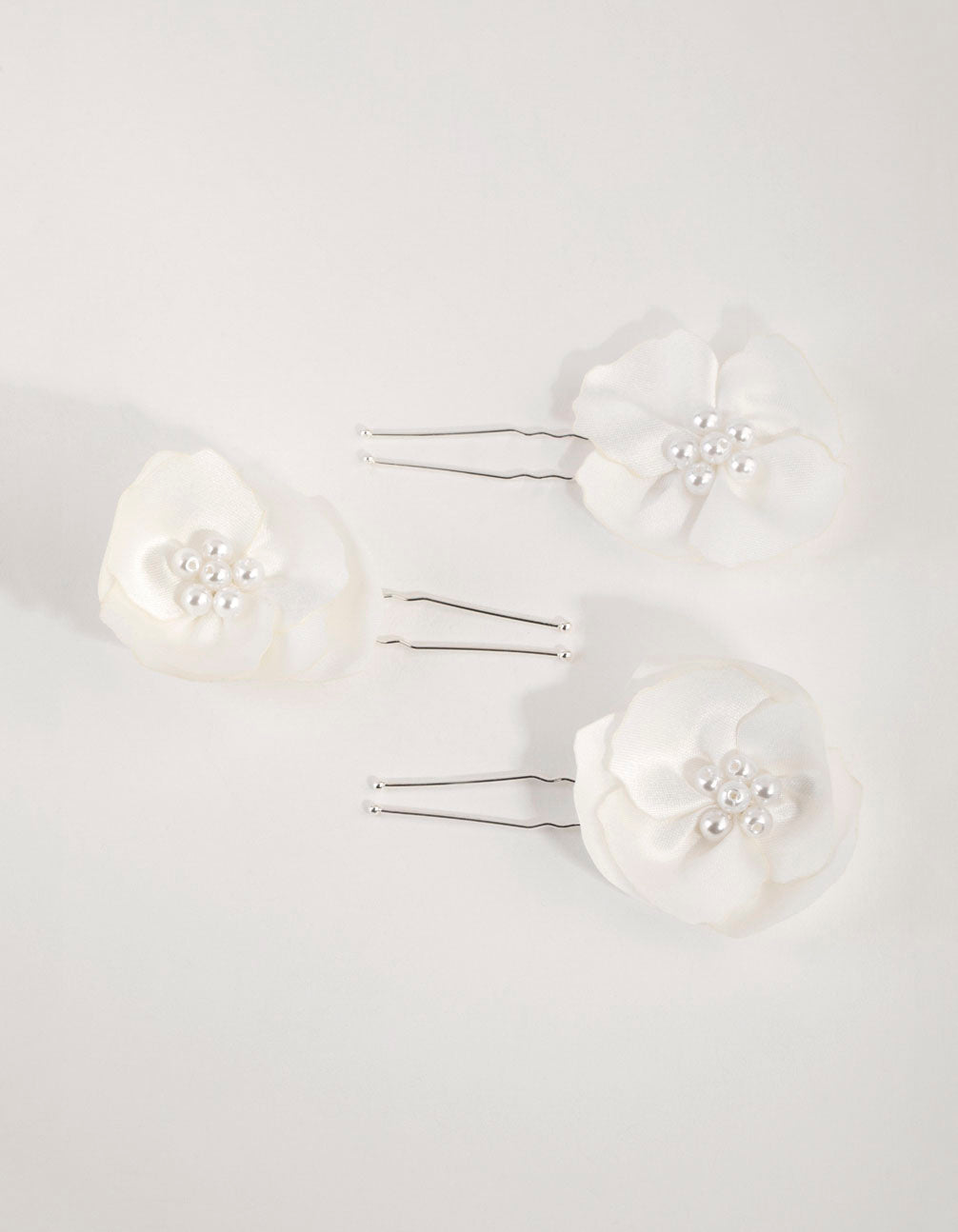 Fabric Pearl Flower Bun Pins