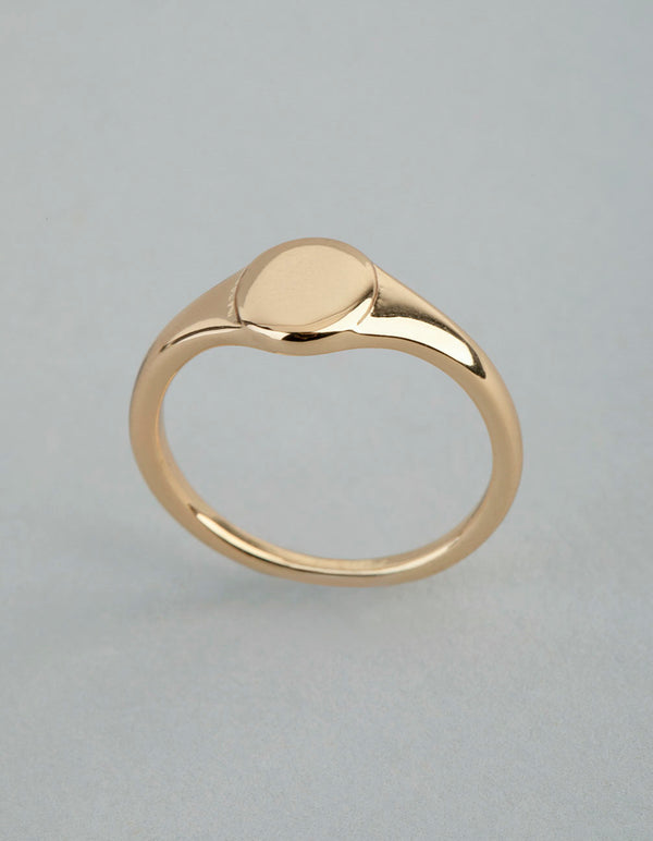 18ct Gold Plated Brass Oval Signet Pinky Ring