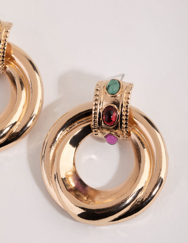 Gold Chunky Round Statement Earrings
