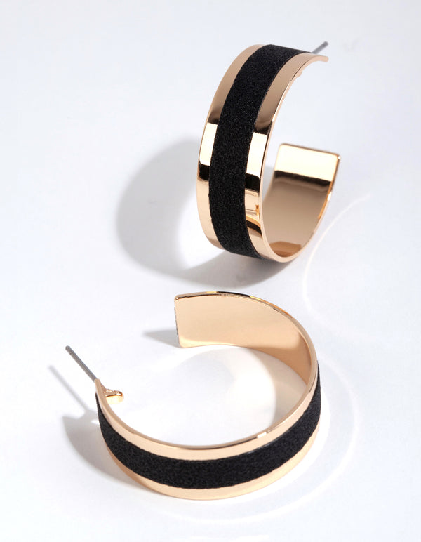 Gold Glitter Strip Hoop Earrings