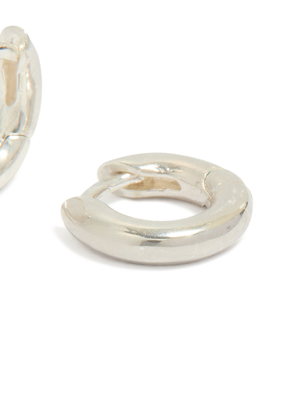 Sterling Silver Mini Chubby Huggie Earrings