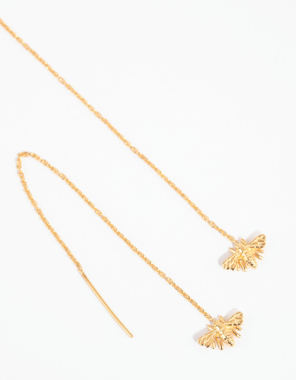 Gold Plated Sterling Silver Bee Thread Through Earrings