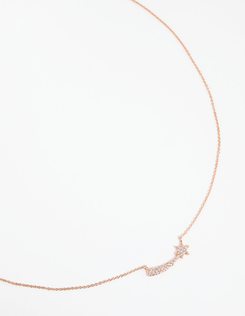 Rose Gold Plated Sterling Silver Cubic Zirconia Shooting Star Necklace