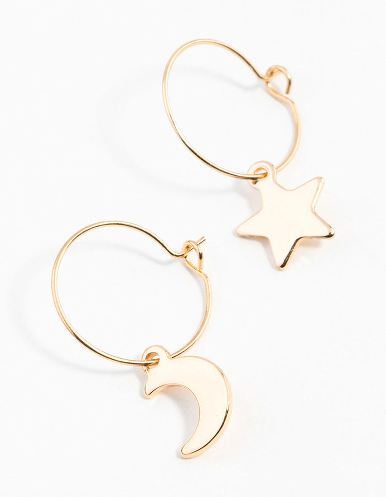 Gold Star Moon Huggie Earrings Lovisa