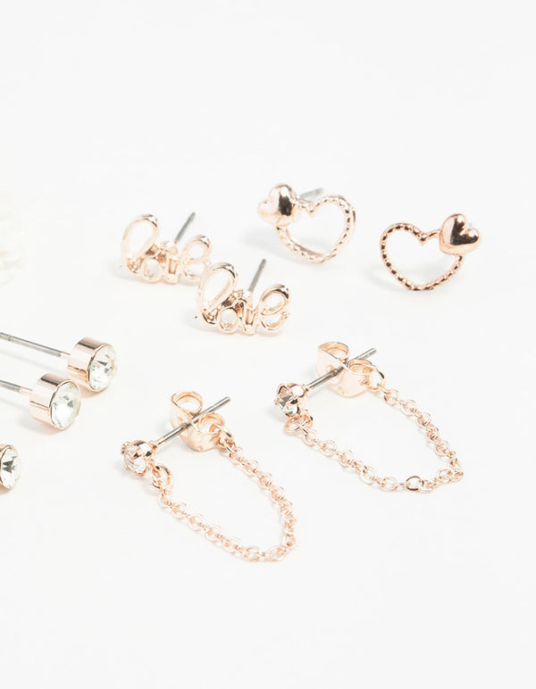 Rose Gold Sweetheart Stud Earring 12-Pack
