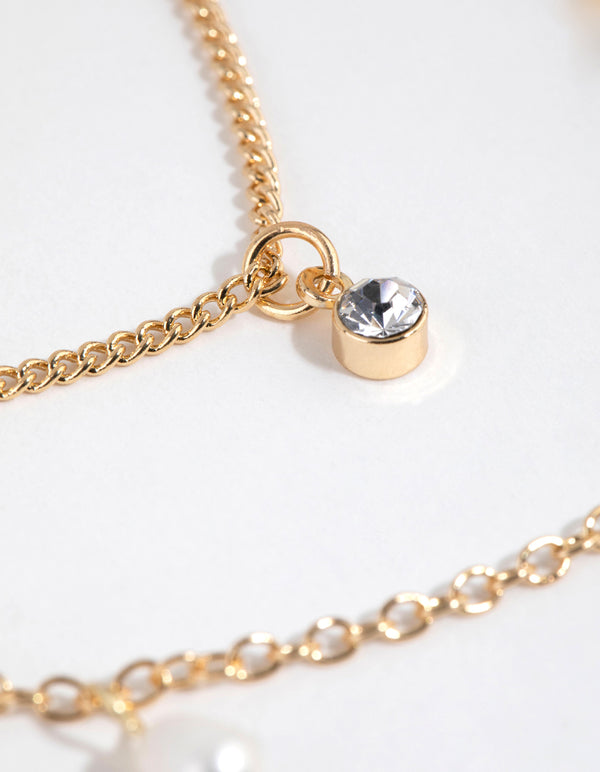 Gold Plated Freshwater Pearl Layered Necklace