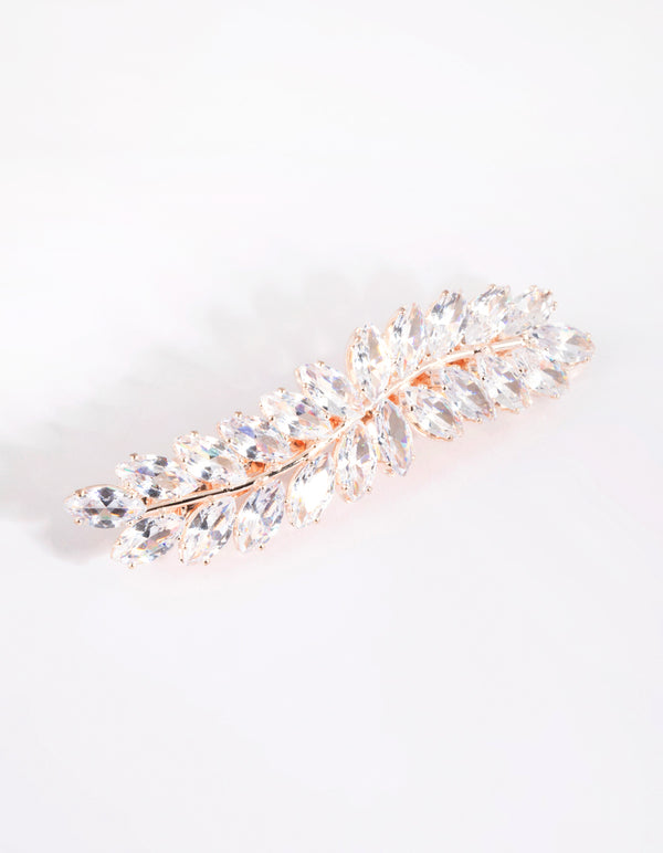 Rose Gold Navette Crystal Laurel Clip