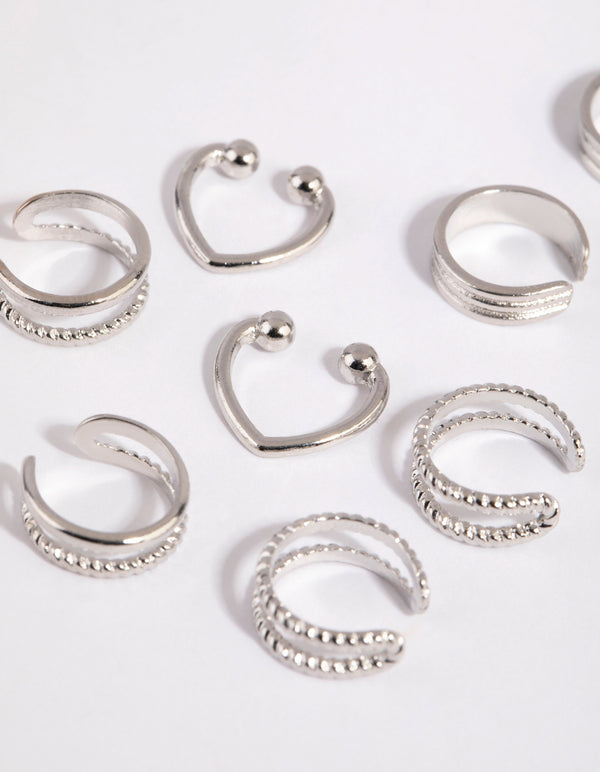 Silver Textured Ear Cuff Stack Pack