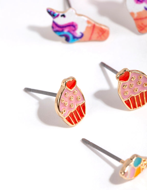 Kids Gold Sweets Stud Earring Pack