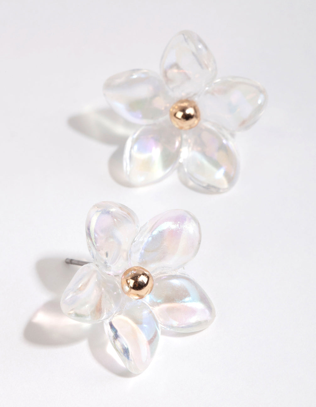 Gold Acrylic Petal Flower Earrings