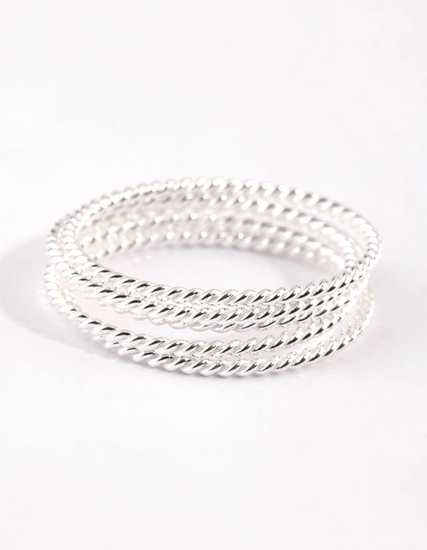 Sterling Silver Diamond Cut Band Ring