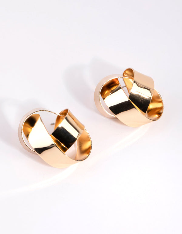 Gold Thick Knot Earrings