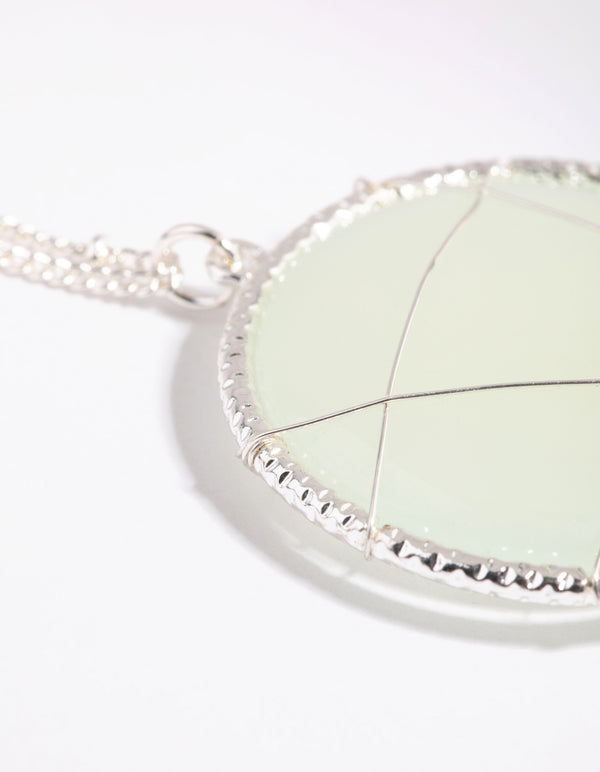 Silver Light Jade Long Necklace