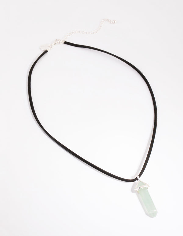 Silver Green Fluorite Shard Necklace