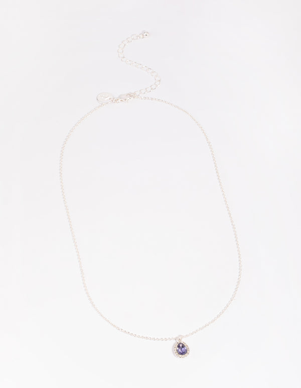 Silver Pear-Shaped Diamante Necklace