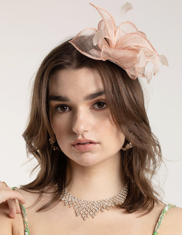 Blush Feather Straw Clip
