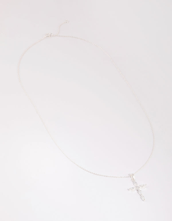 Sterling Silver Cubic Zirconia Cross Necklace