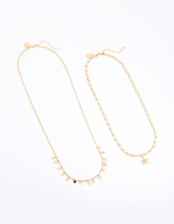 Gold Plated Surgical Steel Star Necklace Set