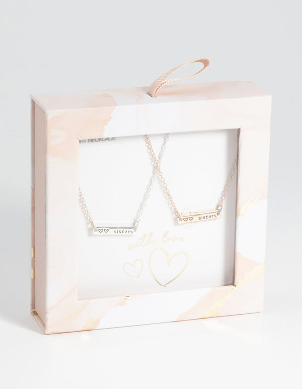 Mixed Metal Sister Necklace Set
