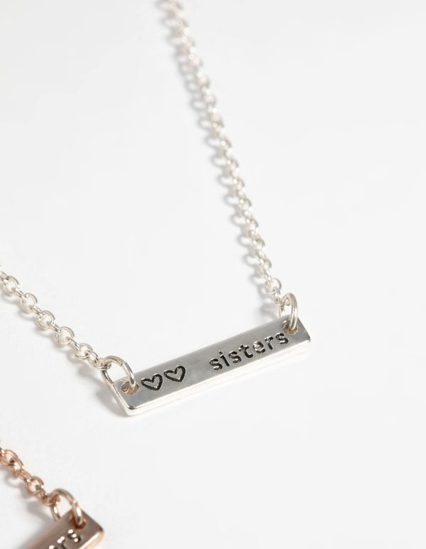 Mixed Metal Sister Necklace Set