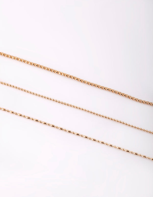 Gold Plated Surgical Steel Beaded Chain Layered Bracelet