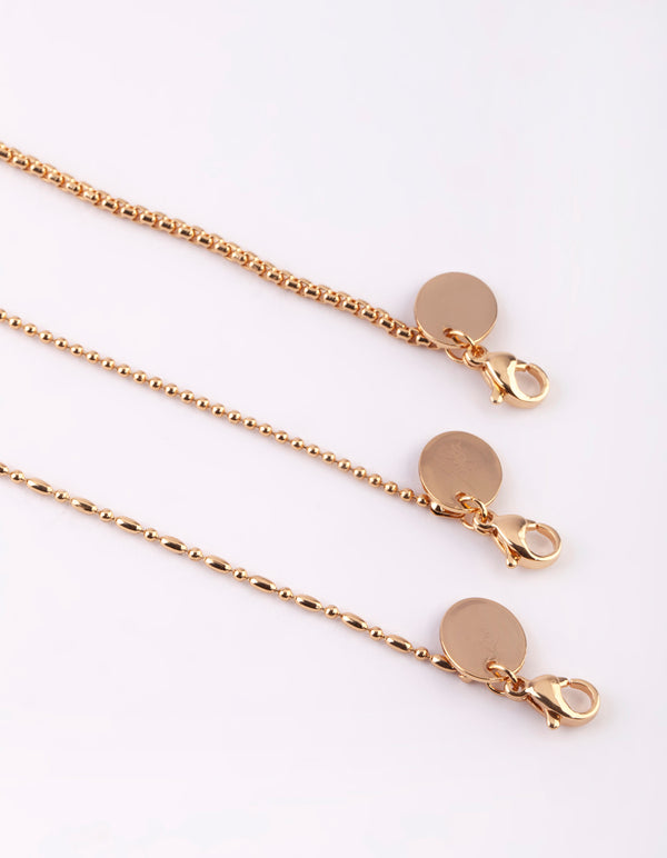 Gold Plated Surgical Steel Beaded Chain Layered Bracelet