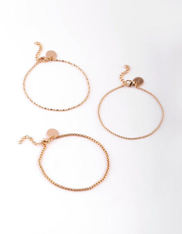 Gold Plated Surgical Steel Beaded Chain Layered Bracelet