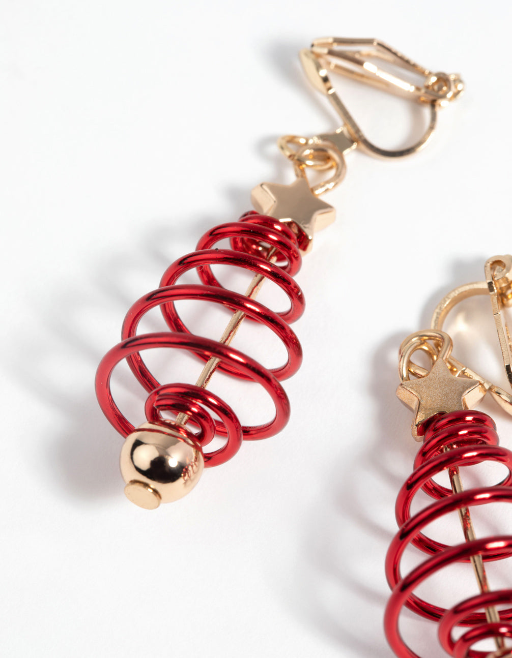 Festive Spiral Tree Clip-On Earrings