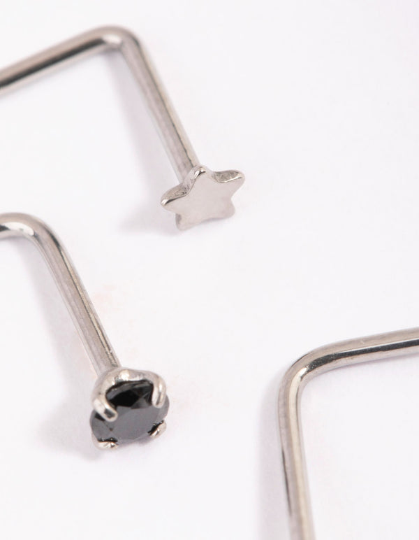 Surgical Steel Star & Diamante Nose Studs